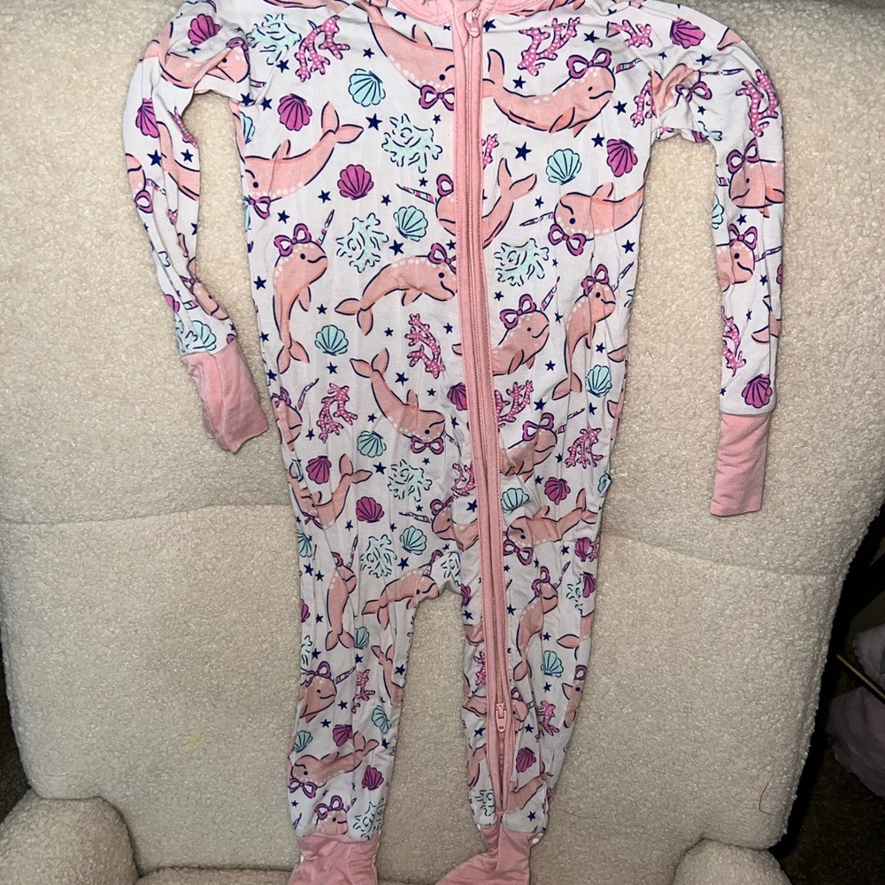 Pink and White Kids One Piece Pajamas